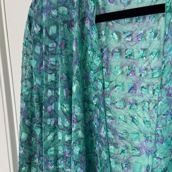ππ§πΌββοΈ Vintage 1980s Sheer Green & Purple Kimono Duster - Picture 3 of 7
